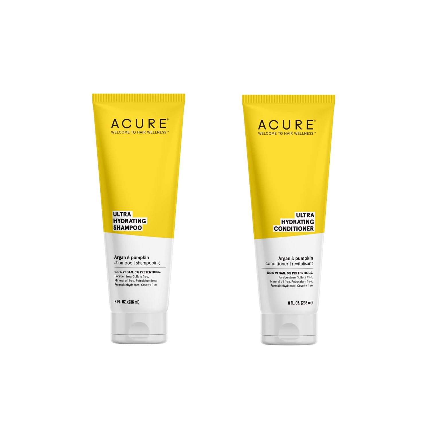Ultra Hydrating Shampoo &amp; Conditioner Duo - 100% Vegan - With Argan Oil &amp; Pumpkin - Ultra Moisturizing - 8 Fl Oz (Pack of 2)