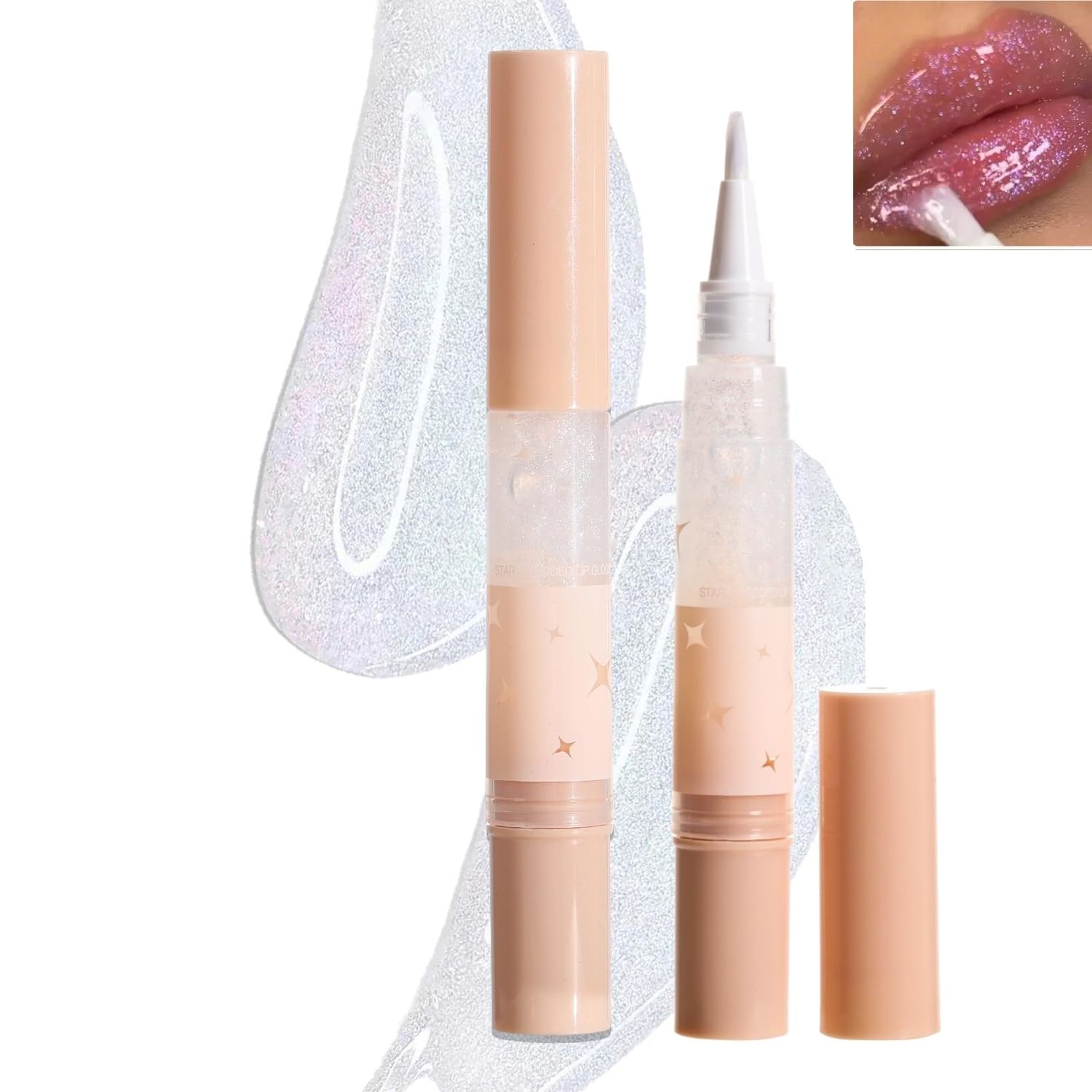 HUDABABY Shiny And Glossy Lip Gloss Rotary Pen, Sparkling And Long-Lasting Lip Gloss, Moisturizing And Bright Lip Makeup, Three-Dimensional Plump Lip Gloss (05# FLECHAZO)