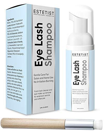 ESTETIST Eyelash Extension Shampoo &amp; Brush - Gentle Aftercare Foaming Lash Cleanser Kit &amp; Makeup Remover - For Home &amp; Salon Use