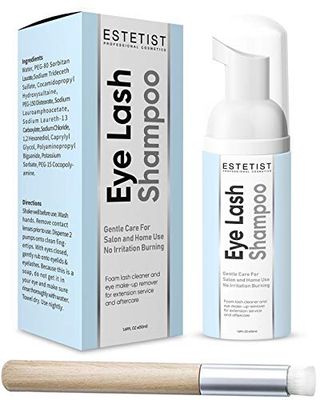 ESTETIST Eyelash Extension Shampoo &amp; Brush - Gentle Aftercare Foaming Lash Cleanser Kit &amp; Makeup Remover - For Home &amp; Salon Use
