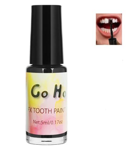 Go Ho Makeup Tooth SFX Black Paint,Temporary Black Teeth Paint,Safe,Quick Dry&amp;Realistic,Perfect for Cosplay,Theater,Halloween Clown Skeleton Zombie Vampire Costume Makeup,5 ml