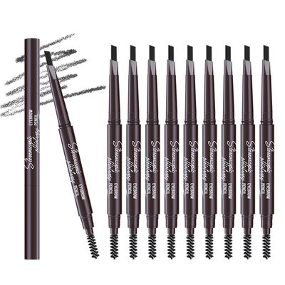 Berinist 12Pcs Black Eyebrow Pencil Set Retractable Eyebrow Pencil with Brow Brush, Professional Eyebrow Shaping and Filling Pencil for Women Eye-Makeup, Easy to Color, Waterproof Long-lasting