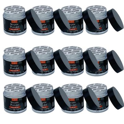 G.B.S Styptic Powder 5G Twist Off Cap and Protective Seal, Pack of 12