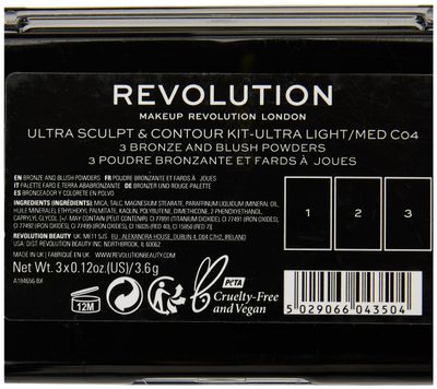 Makeup Revolution Ultra Sculpt and Contour Kit Ultra LightMed C04, Mixed, 10.8 g (Pack of 1)