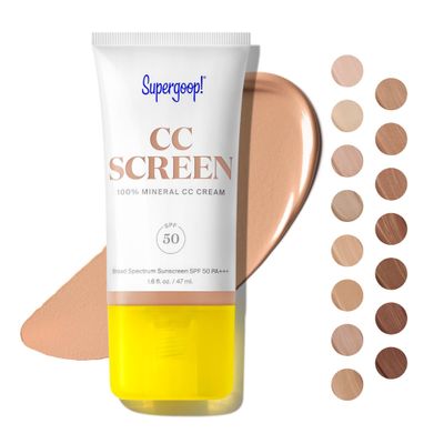 Supergoop! CC Screen - SPF 50 PA CC Cream, 100% Mineral Color-Corrector &amp; Broad Spectrum Sunscreen - Tinted Moisturizer, Concealer &amp; Buildable Coverage Foundation - 1.6 fl oz