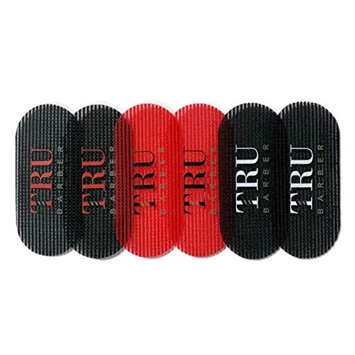 TRU BARBER HAIR GRIPPERS  3 COLORS BUNDLE PACK 6 PCS for Men and Women - Salon and Barber, Hair Clips for Styling, Hair holder Grips (BlackRedBlack)