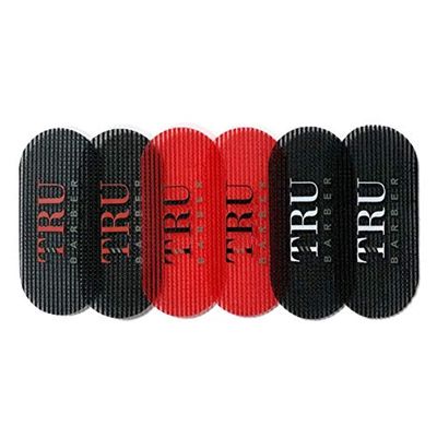 TRU BARBER HAIR GRIPPERS  3 COLORS BUNDLE PACK 6 PCS for Men and Women - Salon and Barber, Hair Clips for Styling, Hair holder Grips (BlackRedBlack)