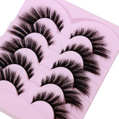 Laoya-boho False Eyelashes Cat Eye Lashes Curl Winged End Eye Elongated Fox Eye Lashes 5 Pairs Fake Eyelashes Thick Handmade Natural Fake Lashes Pestaas