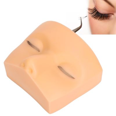 Lash Mannequin Head, 3 Layer Lashes Eyelash Mannequin Head for Make Up Eye Lashes Eyelash Extensions, Soft Touch Makeup Practice Face (Yellow Skin)