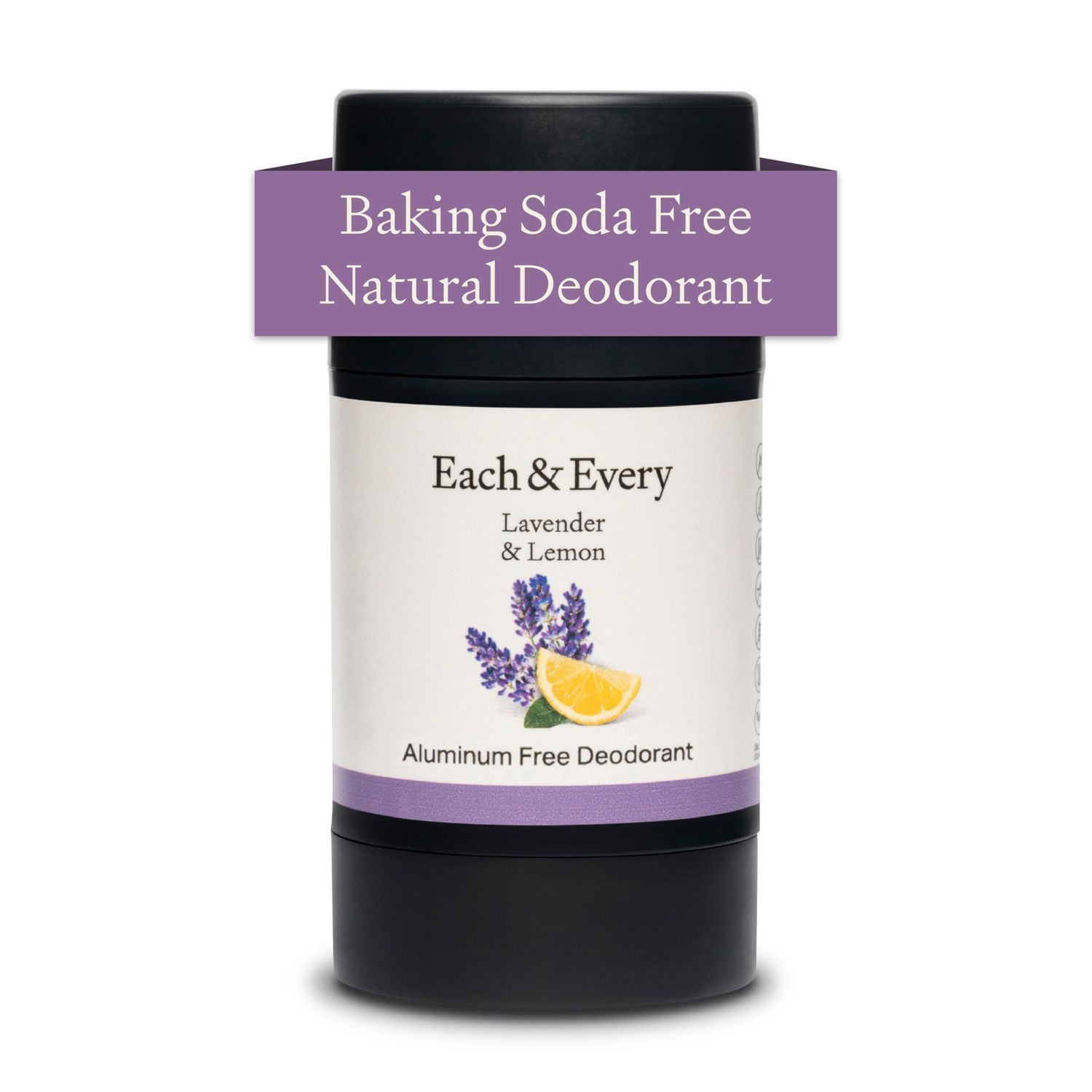 Each &amp; Every All Natural Deodorant for Women &amp; Men - Sensitive Skin, Plant-Based, Baking Soda &amp; Aluminum-Free Deodorant - Clean Long Lasting 24 Hr Odor Control - Lavender &amp; Lemon Travel Size, 2.5oz
