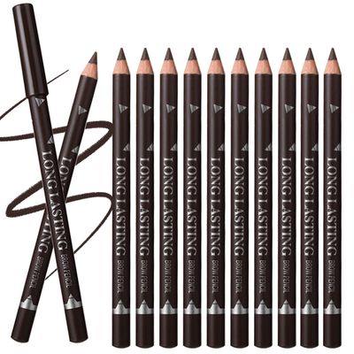 Dark Brown Eyebrow Pencils Set, 12PCS Waterproof Eye Liner PencilsLong-lasting Dark Brown Eyeliner Pencil Set, Easy to Color Eye Brow Pencils for Women Eye Makeup Pencil