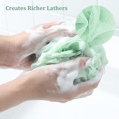 Fu Store Loofah Sponge Shower Loofahs 50g Bath Sponges Mesh Balls 4 Colors for Body Body Scrubber Exfoliator Wash Back Scrubber Bathroom Men Women - 4 Pack Scrubber Cleaning Bathing Accessories