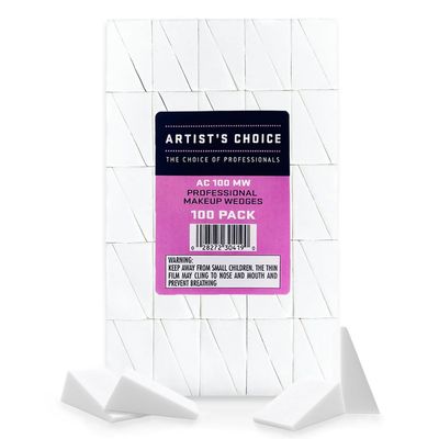 Artist&#39;s Choice Makeup Sponge Mini Applicator Wedges, Triangle Cosmetic Sponges For Foundation, Blush, Eye Shadow, Blending and Smoothing, Disposable, Latex Free, 100 Pack