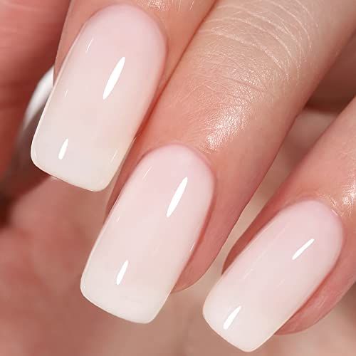 AILLSA Milky White Gel Nail Polish Nude Gel Polish Natural Color Translucent Jelly Gel Polish Soak Off U V Clear Coat Gel Neutral Nails for Winter Nail Art French Manicure at Home 0.51 Fl Oz GB07