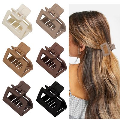 Medium Claw Hair Clips for Women Girls, 2" Matte Rectangle Small Hair Claw Clips for ThinMedium Thick Hair, Hair Jaw Clips Nonslip Clips (Warm color)