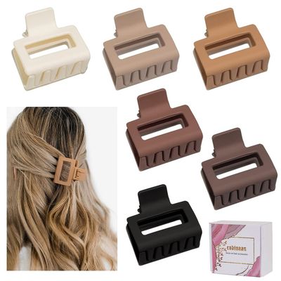 Medium Claw Hair Clips for Women Girls, 2&quot; Matte Rectangle Small Hair Claw Clips for ThinMedium Thick Hair, Hair Jaw Clips Nonslip Clips (Warm color)