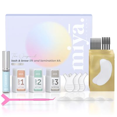 MIYA LASH 2 in 1 Lash Lift &amp; Brow Lamination Kit | Instant Fuller Eyebrows, Eyelashes | Salon Result lasts 8 weeks | Professional LVL, Perm, Laminate with Silicone Shields, Lash Picks