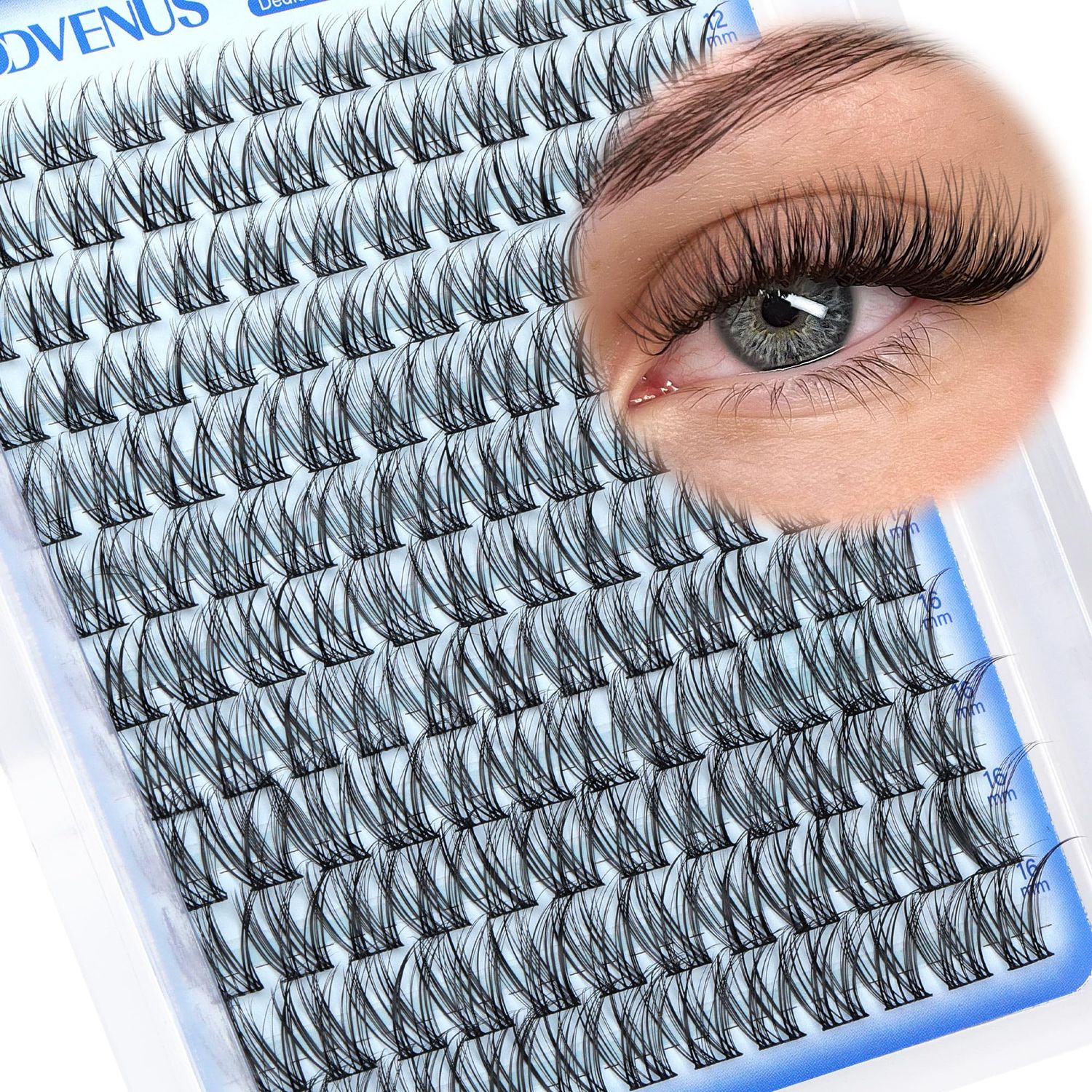 Goddvenus Wispy Lash Clusters 10-16mm Lashes Clusters Eyelash Extensions Natural Individual Lashes 144pcs D Curl Lash Extension DIY Soft Comfortable Eyelash Clusters with Cotton Band