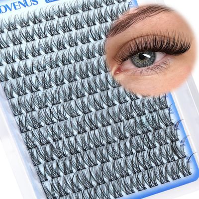 Goddvenus Wispy Lash Clusters 10-16mm Lashes Clusters Eyelash Extensions Natural Individual Lashes 144pcs D Curl Lash Extension DIY Soft Comfortable Eyelash Clusters with Cotton Band