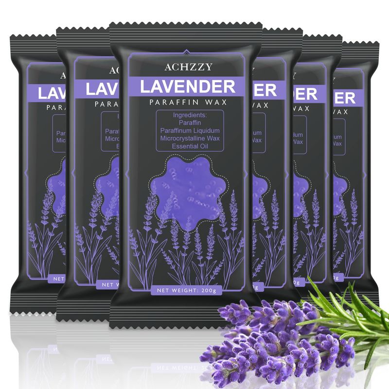 Achzzy Natural Paraffin Wax Refills, 6 Pack Paraffin Wax Blocks of Lavender Scent for Paraffin Bath, Paraffin Wax for Hand and Feet for Deep Hydration, Moisturizing and Nourish(Lavender)