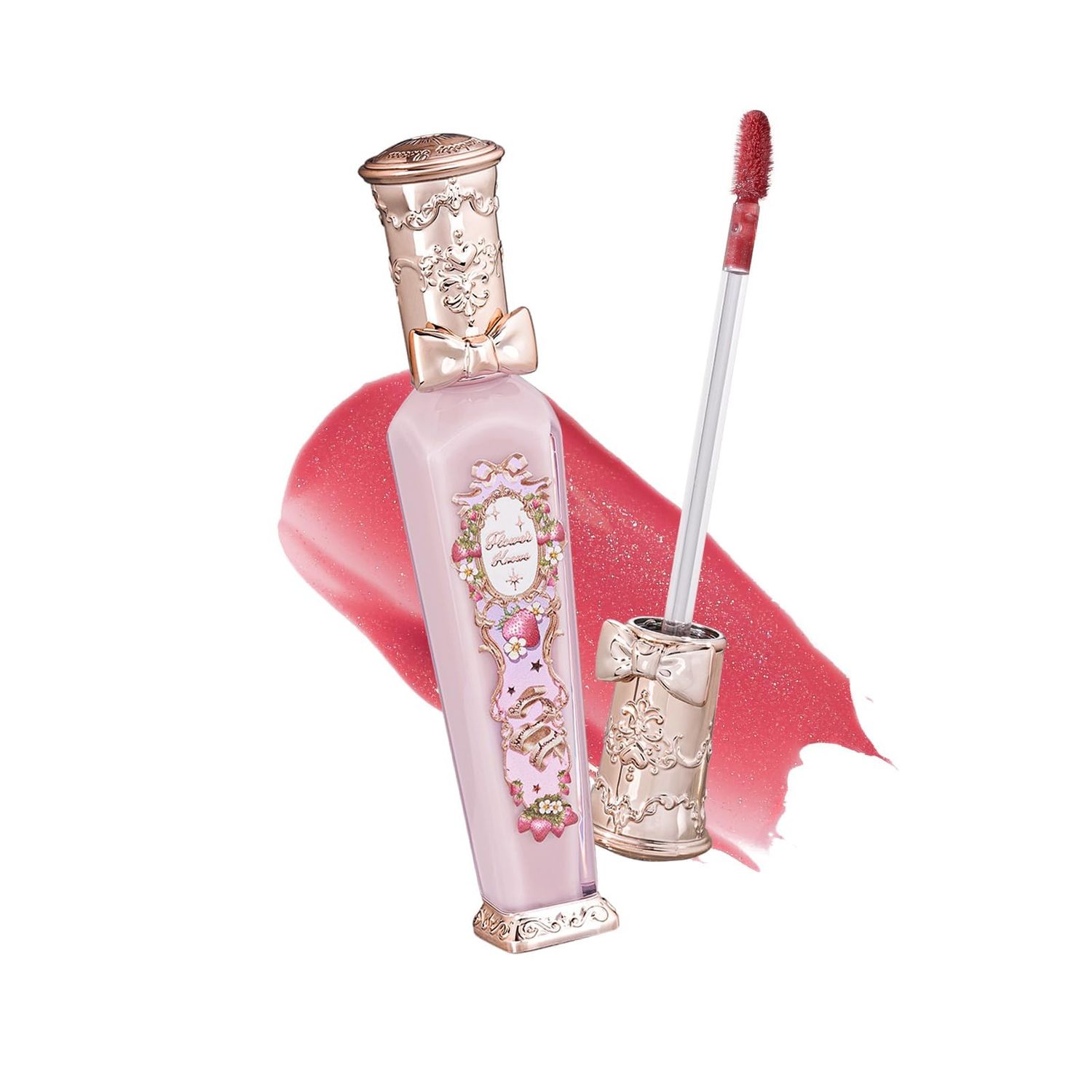 Flower Knows Violet Strawberry Rococo Glowy Lip Gloss-Moisturizing Tinted Lip Oil-Hydrating Glitter Lip Makeup for Girls&amp;Women-Vegan &amp; Cruelty-Free-0.12 Fl Oz,1 Count (G02 Rasberry Booze)