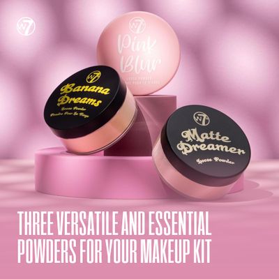 W7 Loose Face Powder Trio - 3 Piece Set - Banana, Nude &amp; Pink Toned Powders - Ultra-Fine Setting Powder for Flawless Makeup