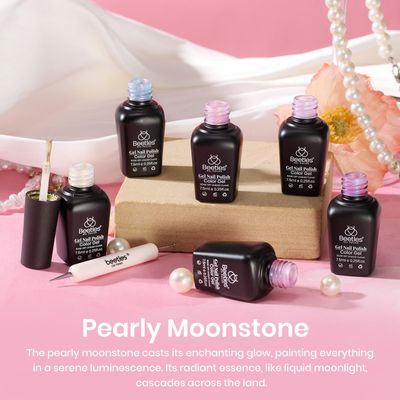 Beetles Pearl Gel Nail Polish, 6 Colors Shimmer Pearl White Pink Purple Mermaid Nail Drawing Gel Polish Soak Off Uv Gel Polish Swirl Shell Thread Effect DIY Manicure Valentine's Day Gift for Women