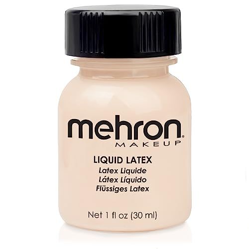 Mehron Makeup Liquid Latex | SFX Makeup | Halloween Latex Makeup | Latex Glue for Skin | Prosthetic Glue 1 fl oz (30 ml) (Light Flesh)