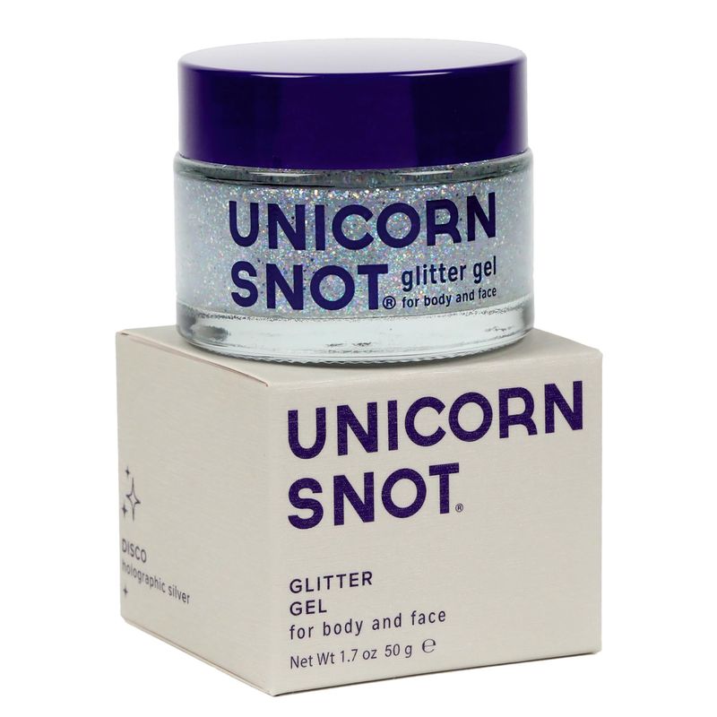 Unicorn Snot Face &amp; Body Glitter - Cosmetic-Grade Holographic Glitter Gel - Glitter Makeup for Festivals, Raves, Anime Cosplay - Safe for Face, Easy Application &amp; Removal, 1.7oz Silver Glitter (Disco)