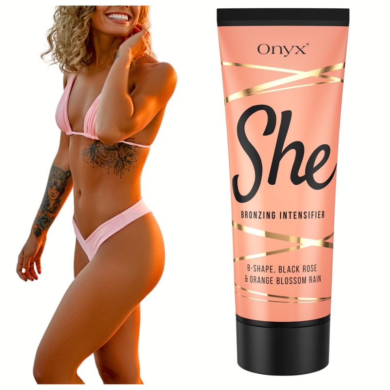 Onyx She Tanning Lotion for Tanning Beds - Indoor Tanning Bed Lotion with Bronzer &amp; Accelerator, Moisturizing &amp; Conditioning Lotion for Women, Soothing, Bronzing Intensifier for Fair Skin