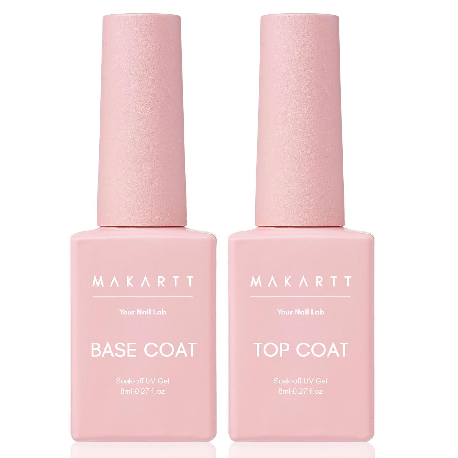 Makartt Gel Top Coat and Base Coat Kit Clear Gloss Shiny No Wipe Stain Resistant General Top Coat Nail Polish UV and Primer for Acrylic Nails Dip Powder Gel Nail Polish Beauty Gift