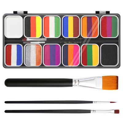 39 Colors Water Activated Face Painting Kit For Kids - Professional Face Paint with Brushes - Non Toxic Facepaint Kit Makeup for Sport Event Baseball Halloween Christmas (SET_02, Extra Large)