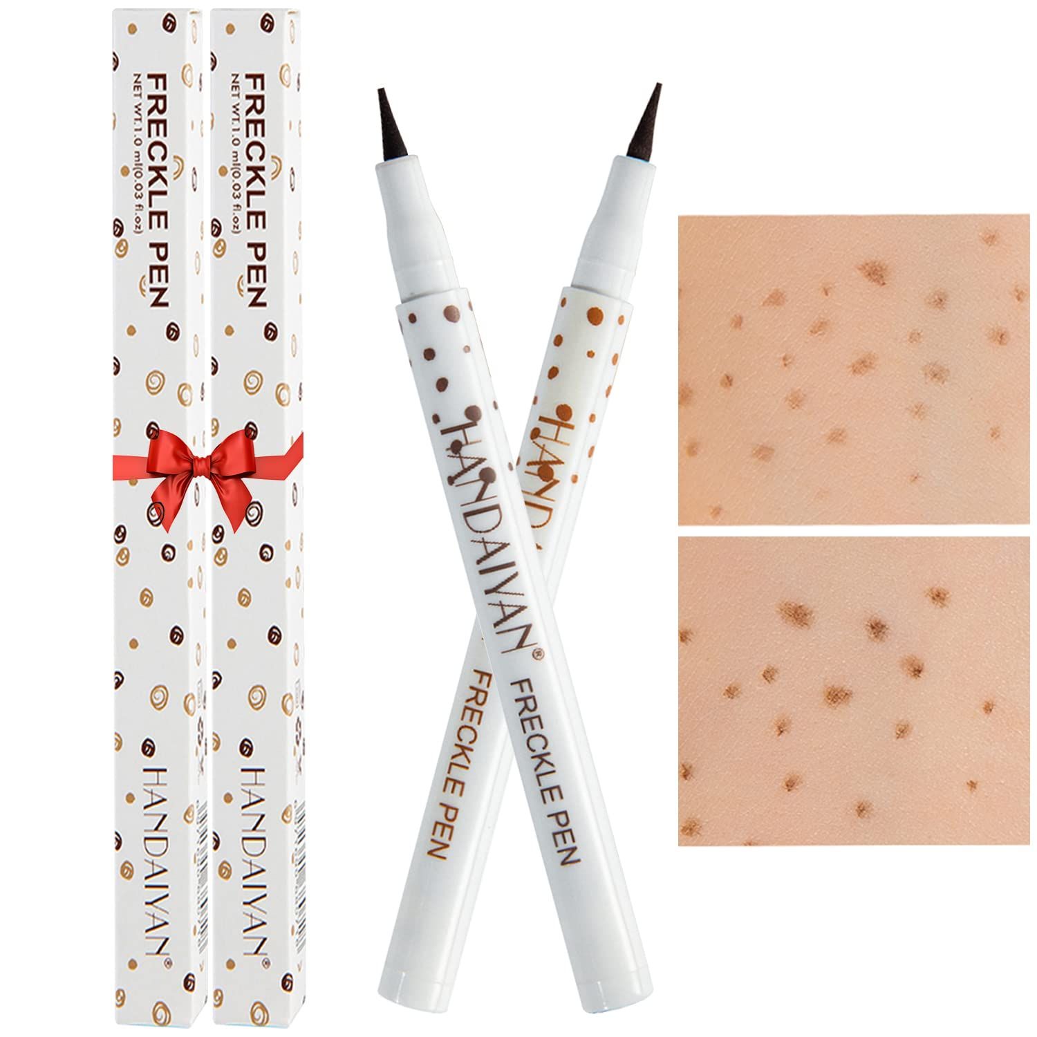 Freckles Pen, 2 Color Natural Freckles Makeup Pens Waterproof Long-Lasting Quick-Dry Pen, Natural Like-real Makeup, Easy Makeup Tool For a Natural Sun-kissed Makeup, Light Brown&amp;Natrual Coffee