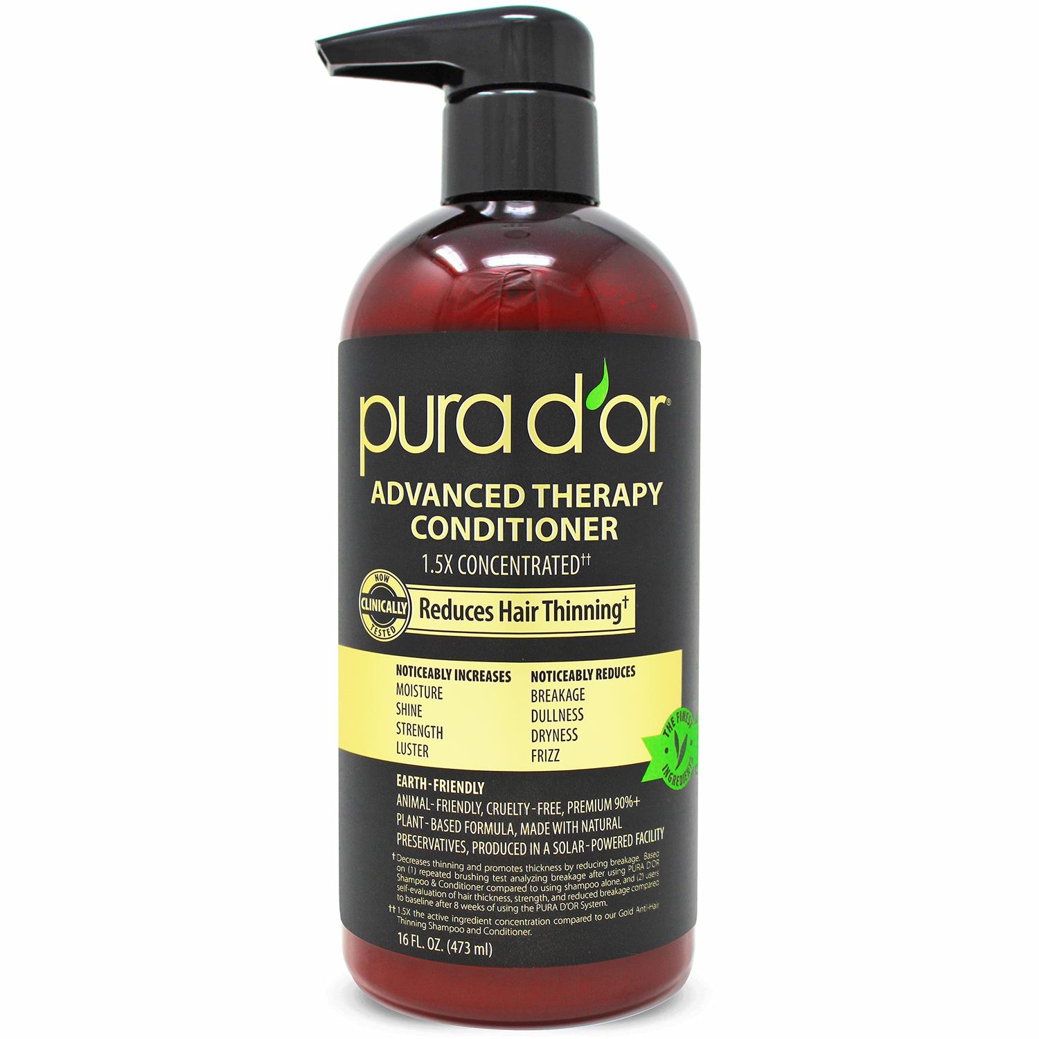 PURA D&#39;OR Advanced Therapy Conditioner (16oz) For Increased Moisture, Strength, Volume &amp; Texture, No Sulfates, Contains Argan Oil &amp; Biotin, All Hair Types, Men &amp; Women (Packaging May Vary)