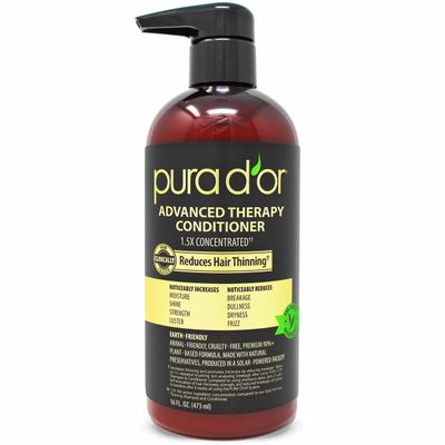 PURA D&#39;OR Advanced Therapy Conditioner (16oz) For Increased Moisture, Strength, Volume &amp; Texture, No Sulfates, Contains Argan Oil &amp; Biotin, All Hair Types, Men &amp; Women (Packaging May Vary)