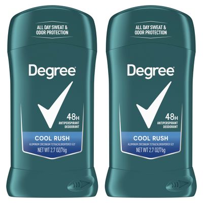 Degree Men Original Antiperspirant Deodorant Cool Rush Twin Pack 48-Hour Sweat &amp; Odor Protection Antiperspirant For Men 2.7 oz