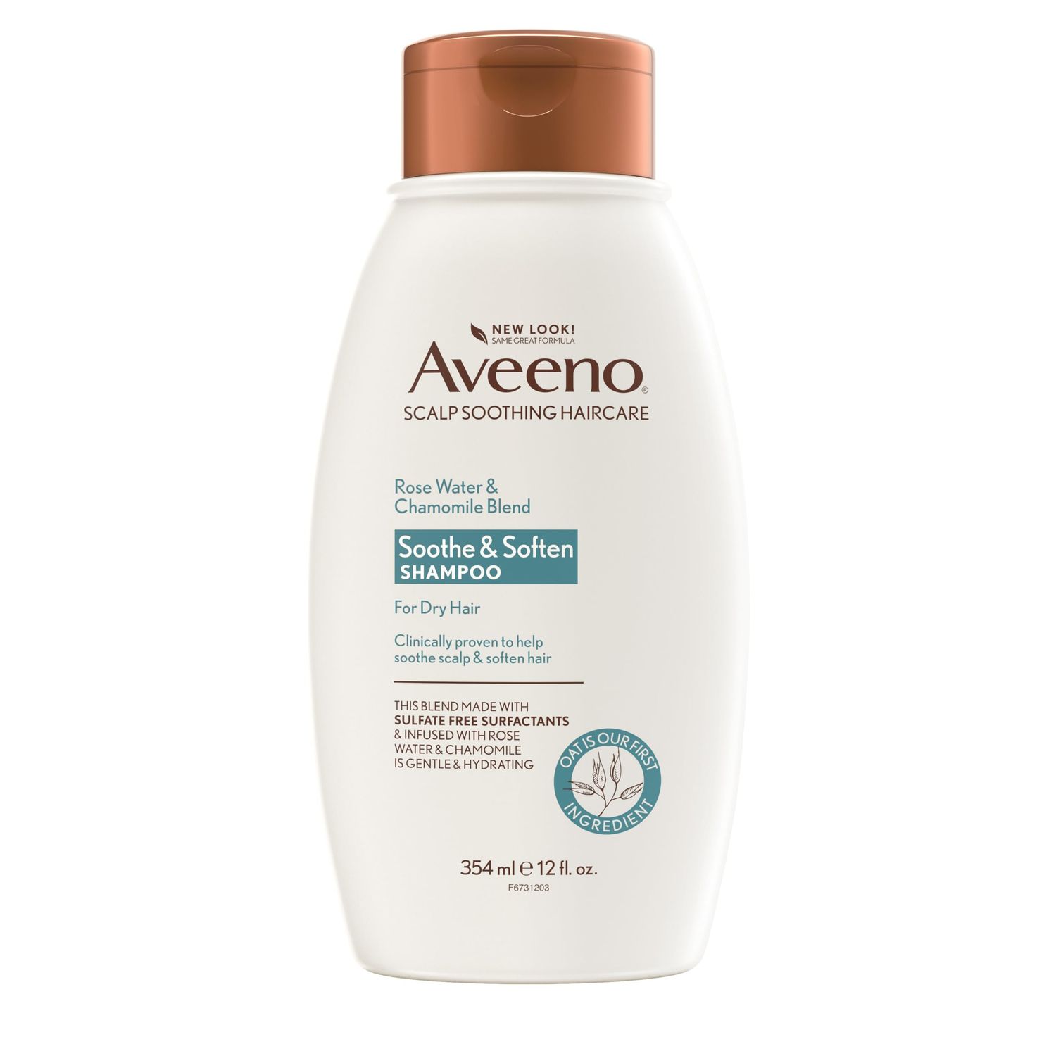 Aveeno Rose Water &amp; Chamomile Shampoo for Dry Hair, Hydrating, 12 fl oz
