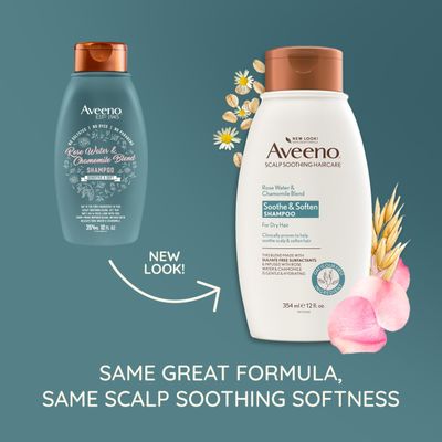 Aveeno Rose Water &amp; Chamomile Shampoo for Dry Hair, Hydrating, 12 fl oz