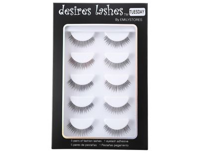 DESIRES LASHES By EMILYSTORES Natural Strip Eyelashes Multipack 5Pairs Per Kits, 01 Monday (02Tuesday)