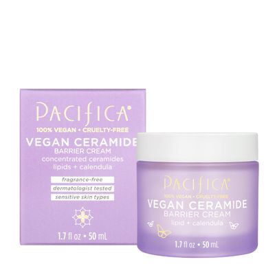 Pacifica Face Cream - Vegan Ceramide Barrier Cream wNiacinamide &amp; Shea Butter - Hydrating Daily Face Moisturizer Fragrance Free for Sensitive Skin, Vegan, Clean Beauty Allergy &amp; Dermatologist Tested