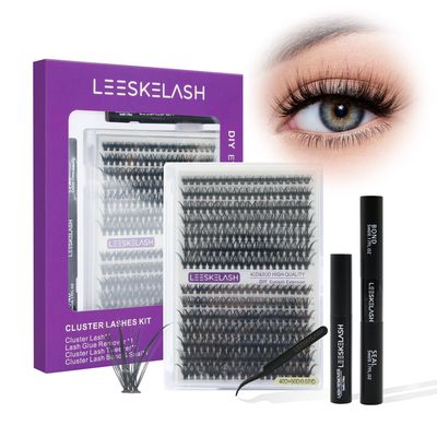 Lash Extension Kit DIY 280pcs Eyelash Extension Kit, 9-16mm 40D &amp; 50D Individual Lashes for Beginner Starter Professional, Volume Lash Clusters Kit with Bond, Seal, Remover and Lash Tweezers