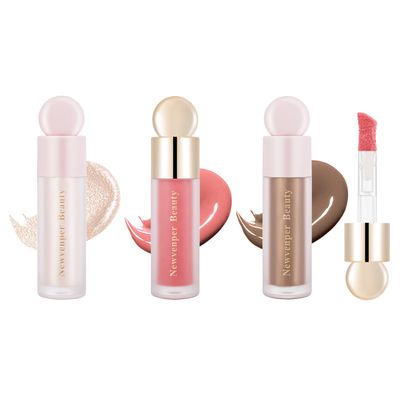 Liquid Contour,Liquid Highlighter, Liquid Blush with Face Brush Long Lasting Smooth Lightweight Smudge Proof ContourBlush Highlighter