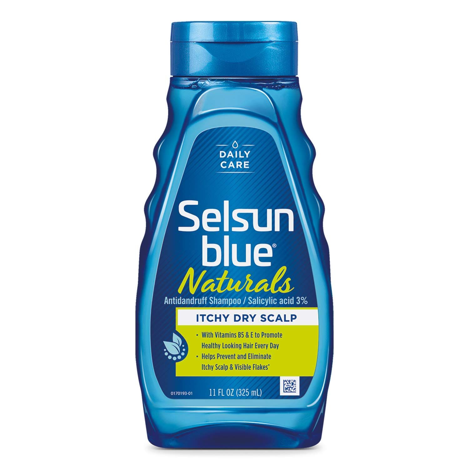 Selsun Blue Naturals Itchy Dry Scalp Anti-dandruff Shampoo, 11 fl. oz., Extra-Hydrating Formula Plus Vitamins B5 &amp; E, Salicylic Acid 3%