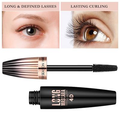 4D Silk Fiber Lash mascara, Waterproof Mascara Black Volume and Length, Natural Lengthening and Thick, Smudge-Proof,No Clumping, Instantly Create The Look of Lash Extensions, All Day Full, 2 Pack