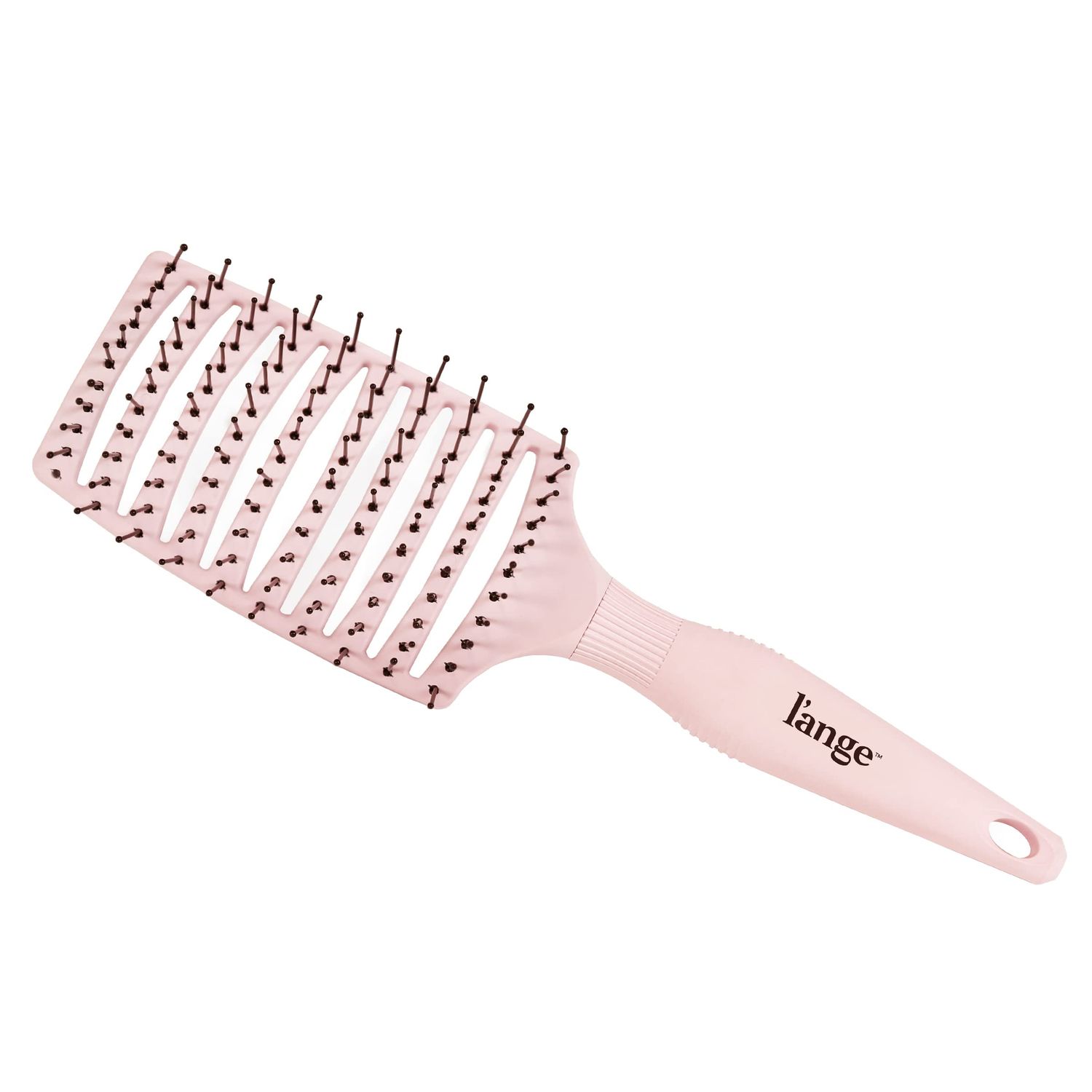 L&#39;ANGE HAIR Siena Wide Curved Vented Hair Brush | Detangle with Nylon Bristles Best for Tangles and Knots Ideal Men Women Brushes Airflow Blush