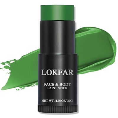 LOKFAR Green Face Paint Stick, Green Body Paint Halloween Face-Paint, Football Baseball Green Eye Black Stick, Full-Coverage Green Face Makeup for Halloween Witch Alien Frankenstein Cosplay Makeup