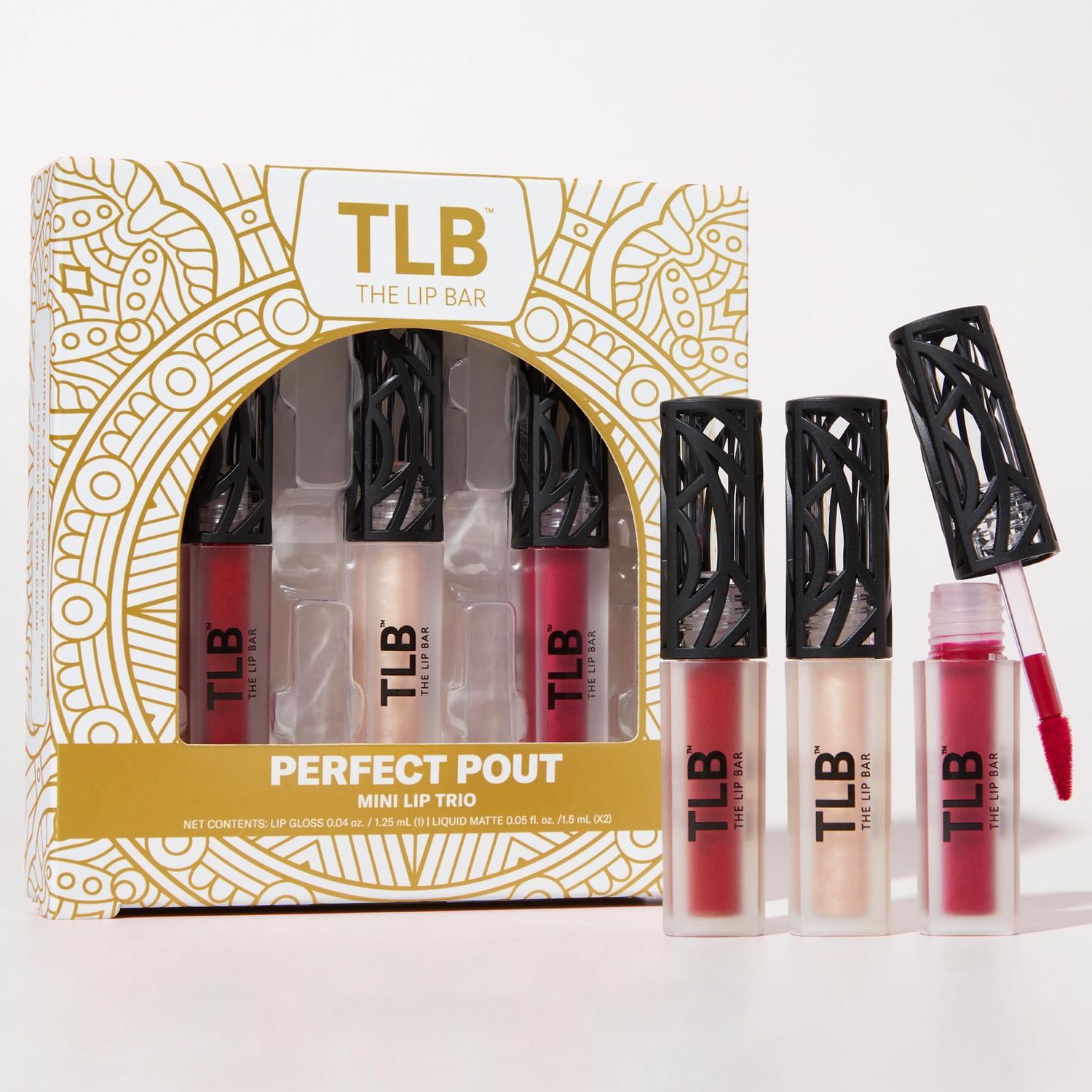 The Lip Bar - Perfect Pout Mini Lip Trio Gift Set (3 Products) - Nonstop Liquid Matte Lipstick &amp; Non-Sticky Lip Gloss - Travel Size - Gift Box - Vegan, Gluten Free, Cruelty Free - Makeup &amp; Cosmetics