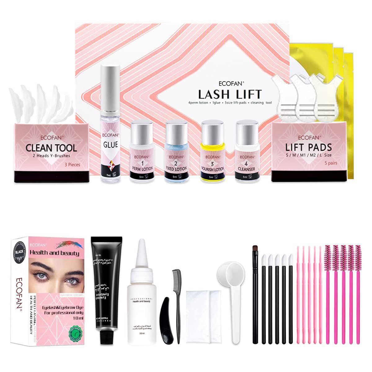 Lash Lift and Black Kit, Professional Eyelash Perm Kit and Black Eyelash &amp; Eyebrow Set 3 in 1, Quick Lifting &amp; Voluminous Coloring with Complete Tools Christmas Gifts for Women Salon Grade Home DIY