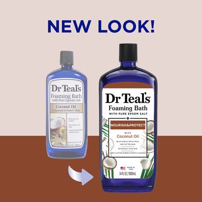 Dr Teal's Foaming Bath with Pure Epsom Salt, Nourish &amp; Protect with Coconut Oil, 34 fl oz (Pack of 4)