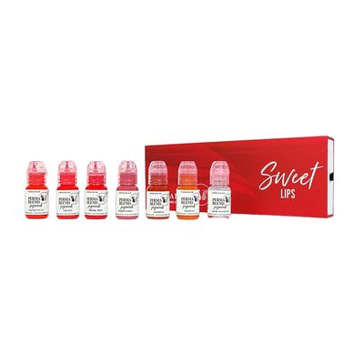 Perma Blend Sweet Lip Set - Pink &amp; Red Tattoo Ink Set for Permanent Makeup - Lip Blushing &amp; Microblading Kit -Tattoo Supplies for PMU - 6 Pigments  Shading Solution - Vegan (0.5 oz Each)